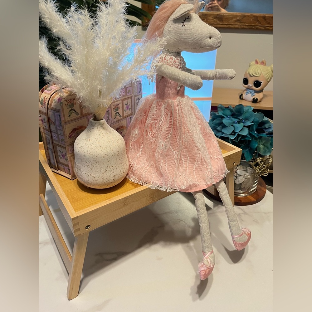 Odellette unicorn Ballerina plus Charming Pink Lace Dress Doll 23” Deco Art